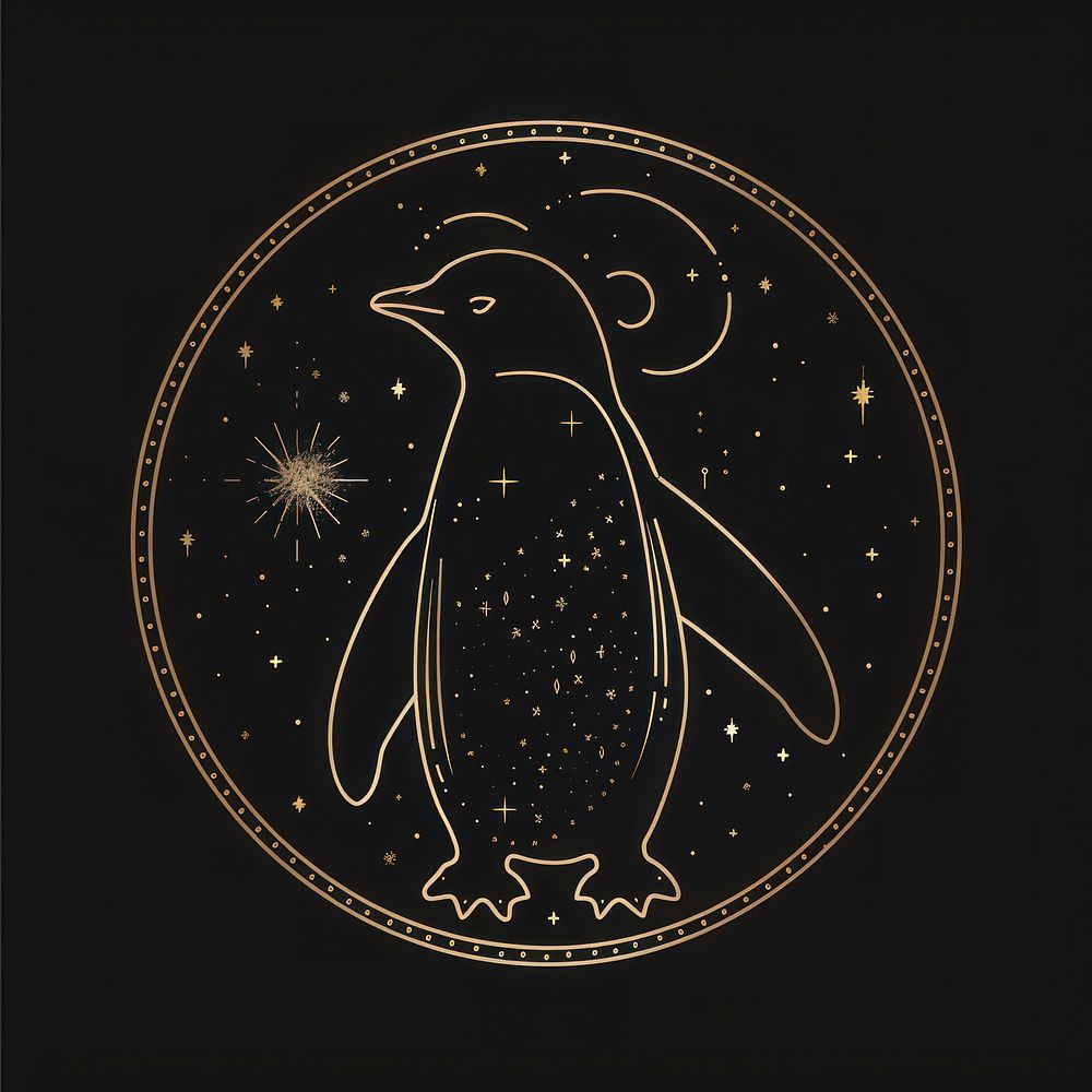 Surreal aesthetic penguin logo blackboard animal bird.