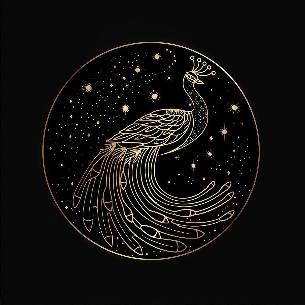 Surreal aesthetic peacock logo astronomy outdoors nature.