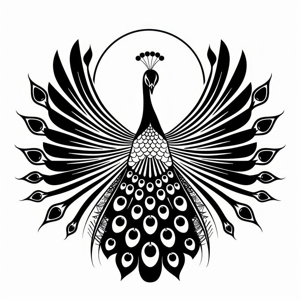 Surreal aesthetic peacock logo art emblem symbol.
