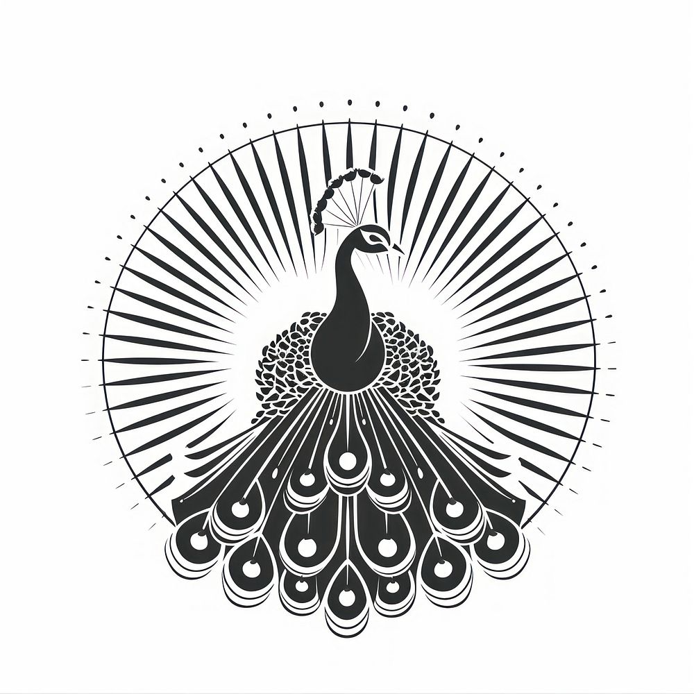 Surreal aesthetic peacock logo art animal bird.