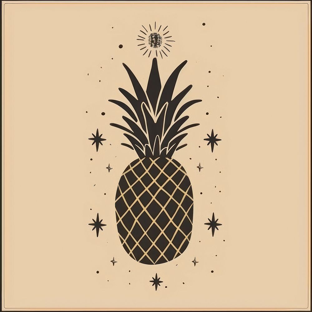 Surreal aesthetic pineapple logo produce fruit plant.