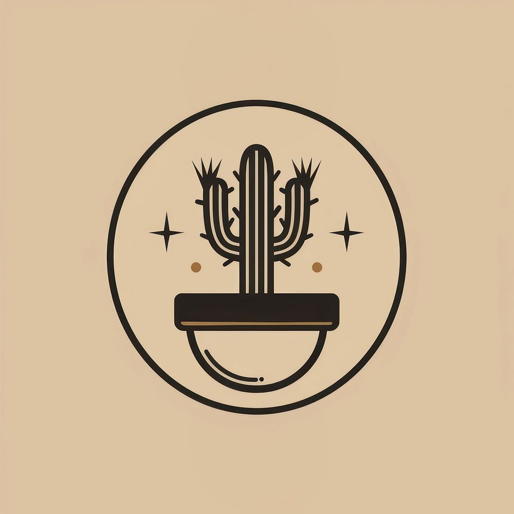 Surreal aesthetic Potted cactus logo weaponry.