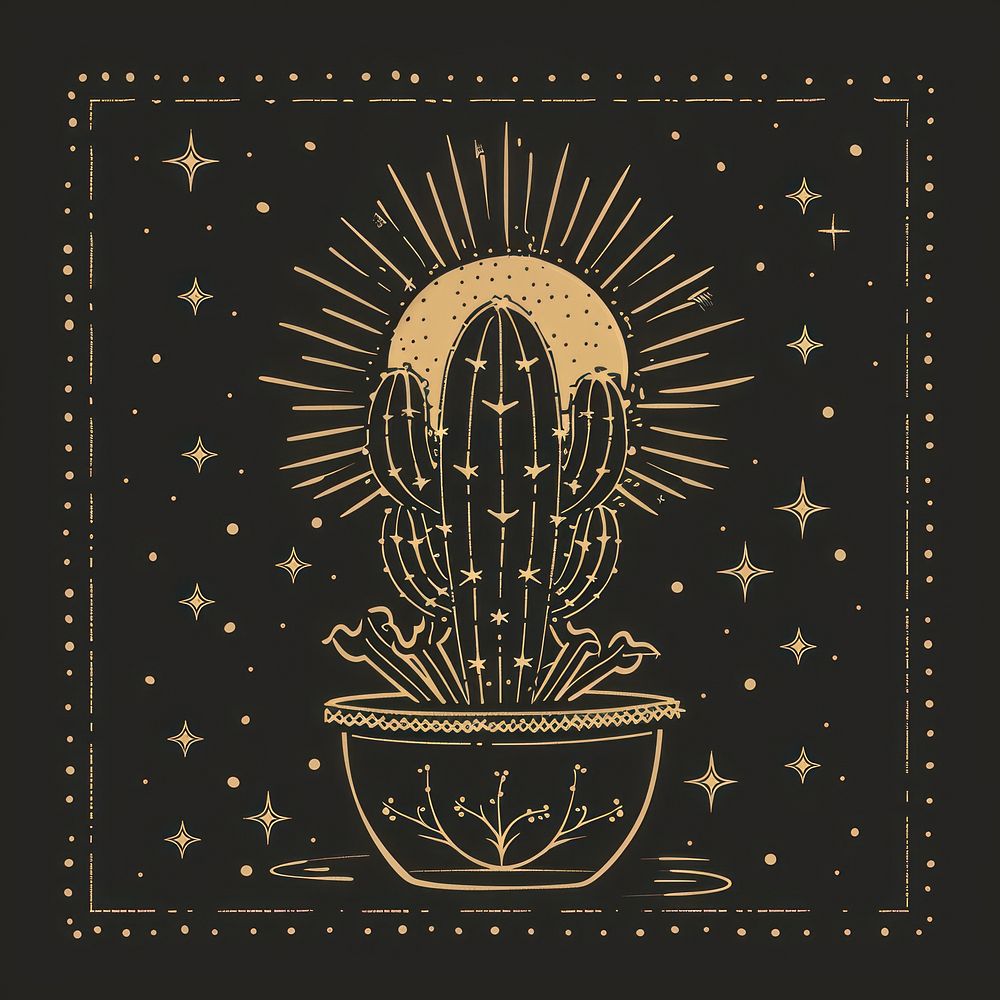 Surreal aesthetic Potted cactus logo accessories blackboard accessory.