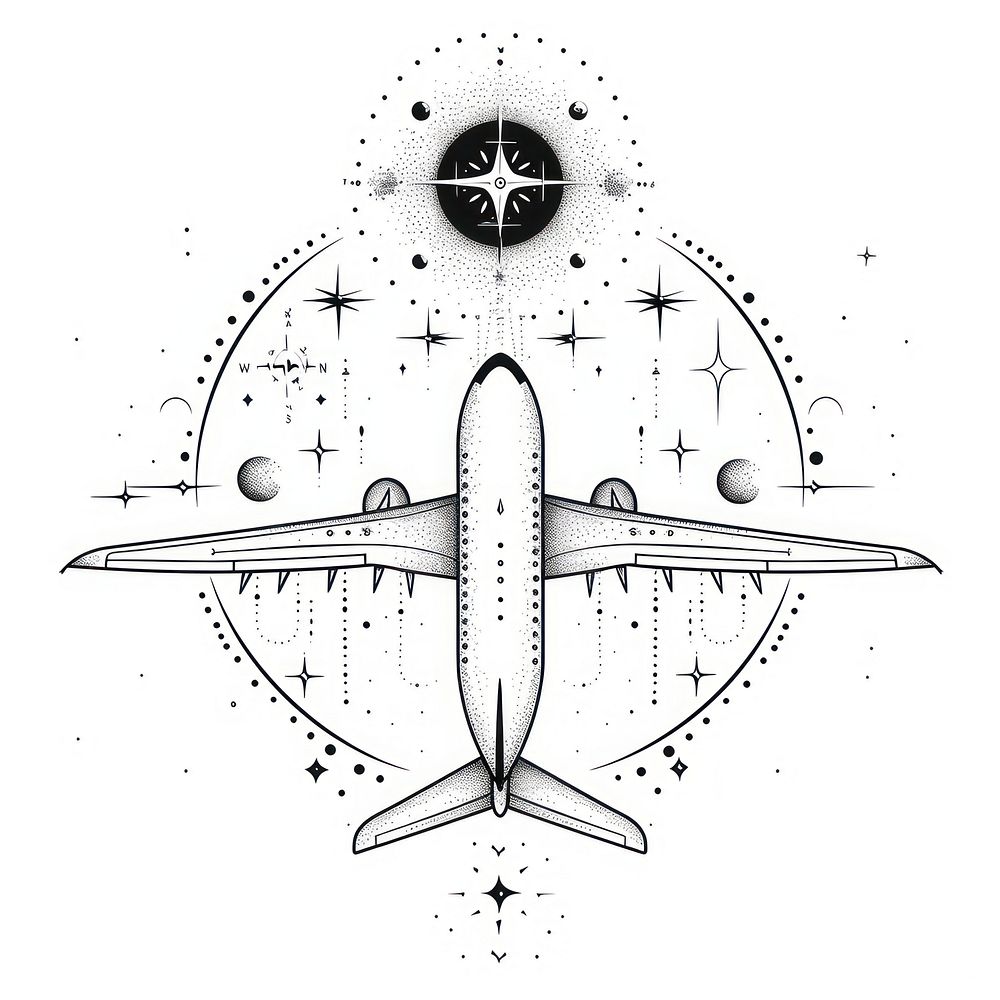 Surreal aesthetic plane logo art transportation aircraft.