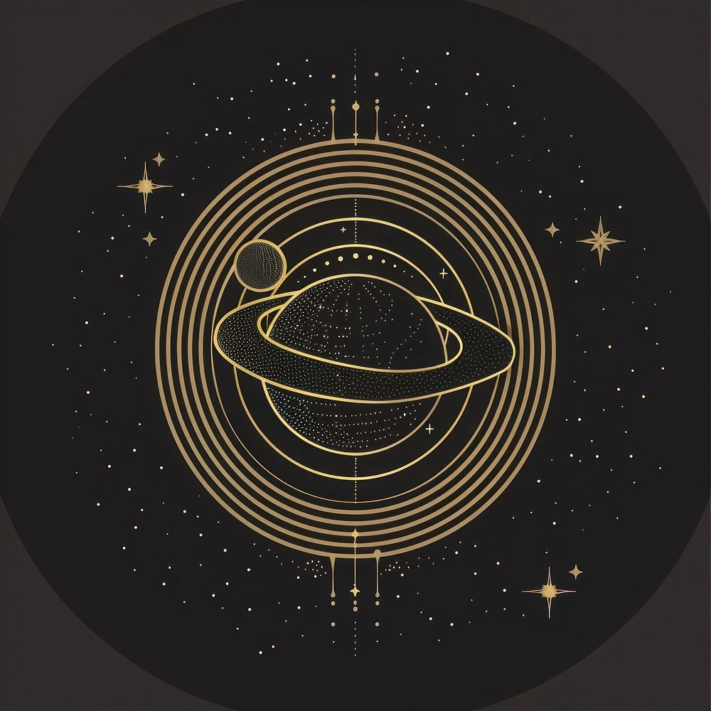 Surreal aesthetic planet logo spiral symbol disk.