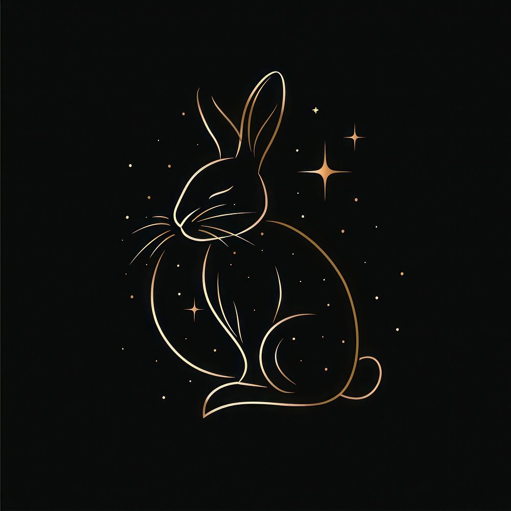 Surreal aesthetic rabbit logo art blackboard fireworks.