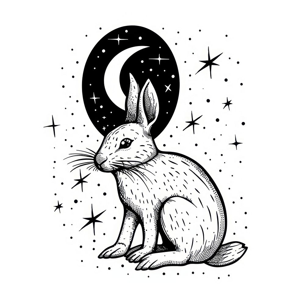 Surreal aesthetic rabbit logo art illustrated kangaroo.
