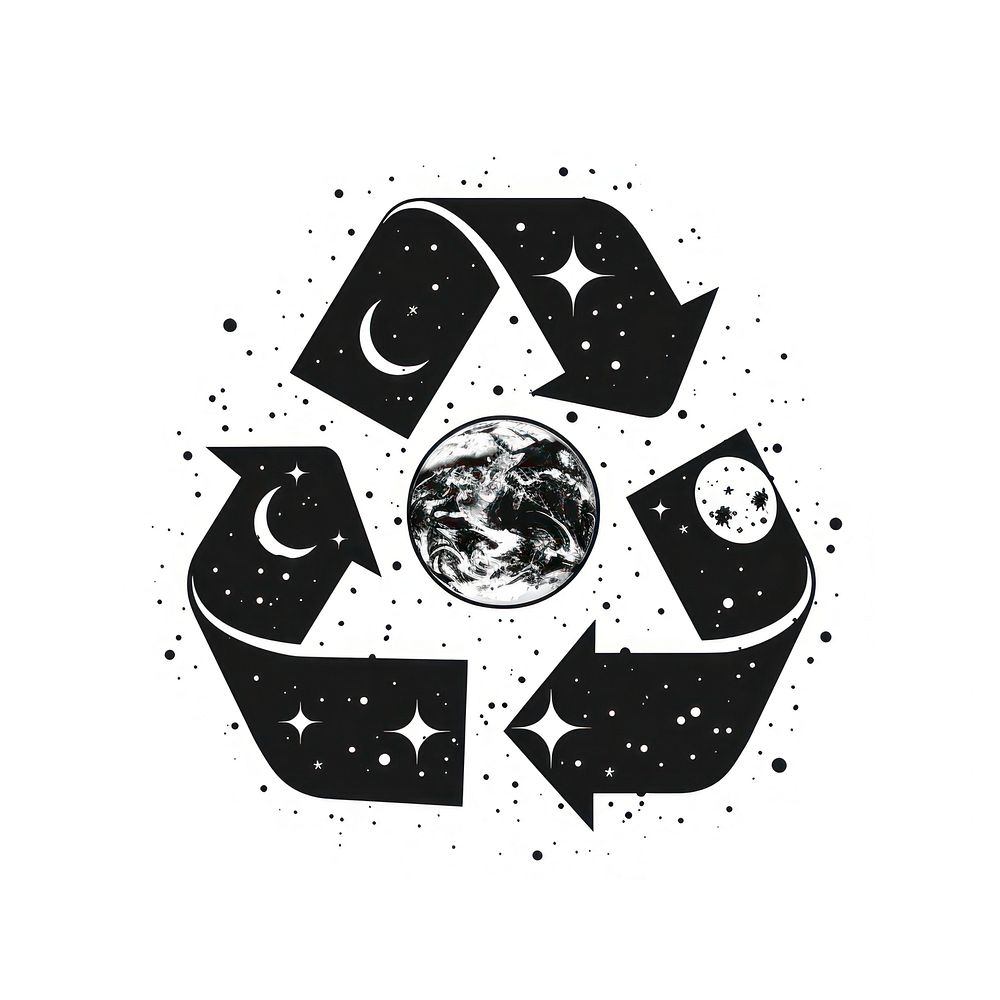 Surreal aesthetic recycling logo symbol disk recycling symbol.
