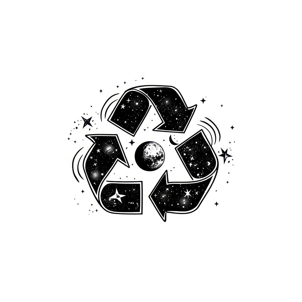 Surreal aesthetic recycling logo symbol disk recycling symbol.