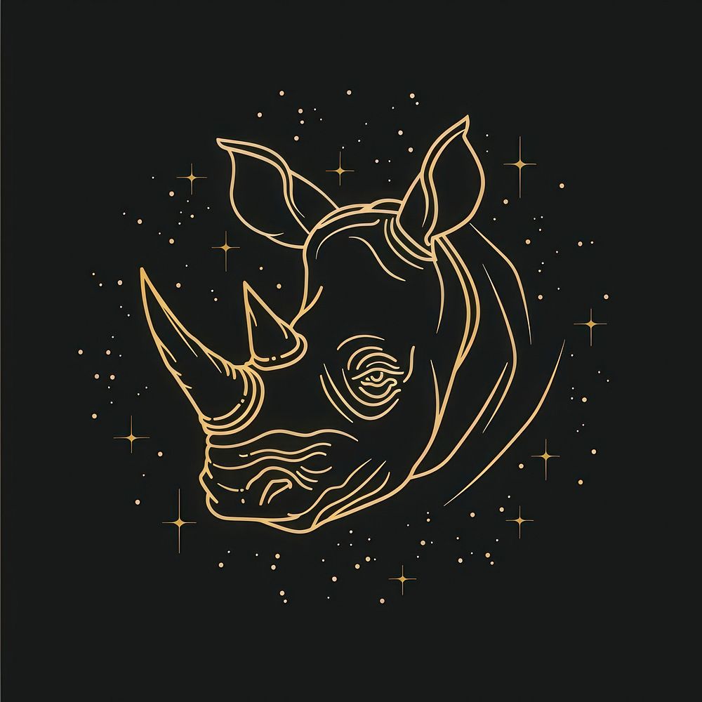 Surreal aesthetic rhinoceros logo art wildlife animal.