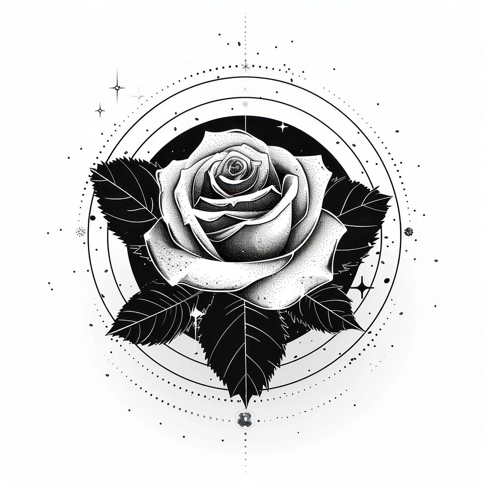 Surreal aesthetic rose logo art illustrated blossom.