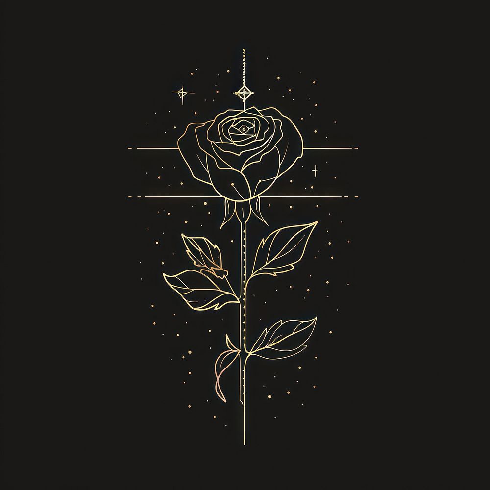 Surreal aesthetic rose logo art symbol cross.