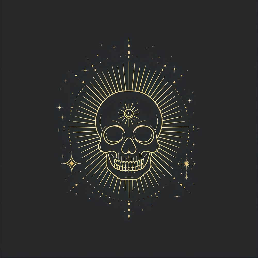Surreal aesthetic skull logo chandelier emblem symbol.
