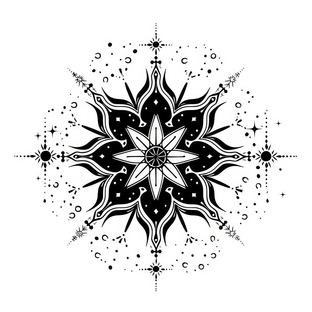 Surreal aesthetic snowflake logo art graphics pattern.