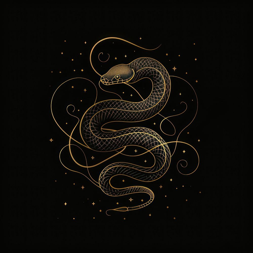 Surreal aesthetic snake logo blackboard reptile animal.