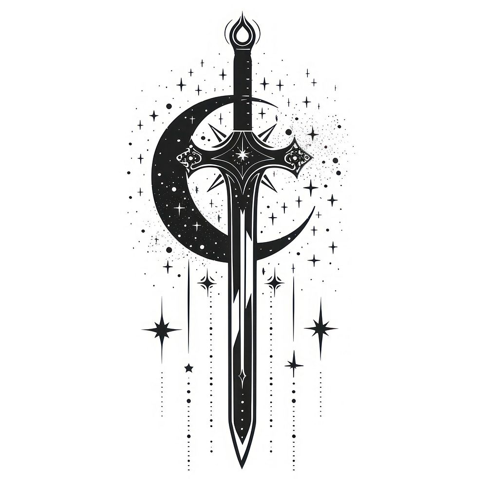 Surreal aesthetic sword logo weaponry symbol cross.