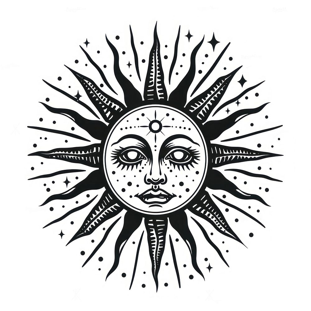 Surreal aesthetic sun logo art illustrated drawing.