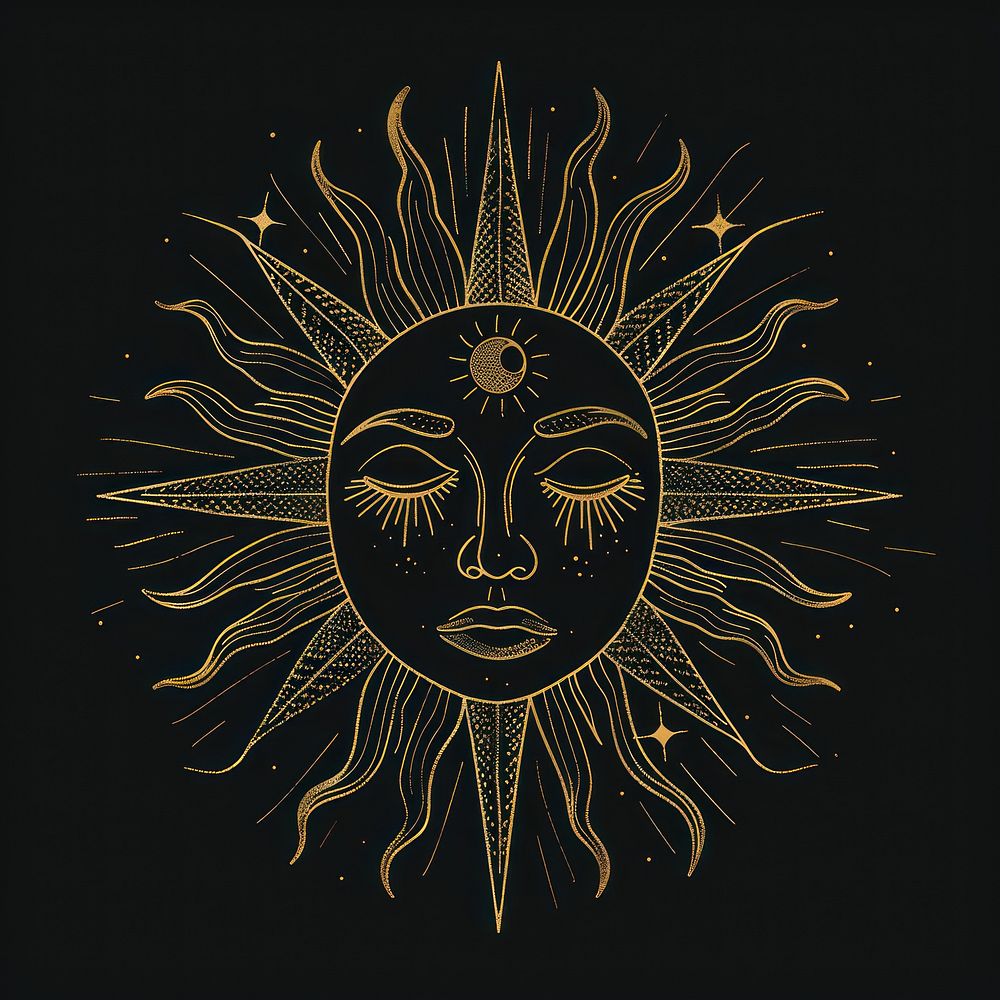 Surreal aesthetic sun logo blackboard symbol.