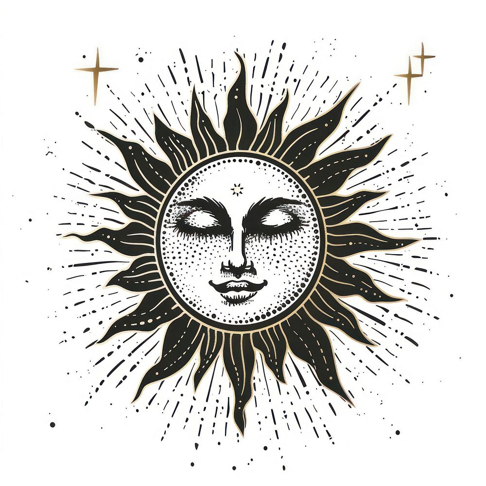 Surreal aesthetic sun logo art symbol person.