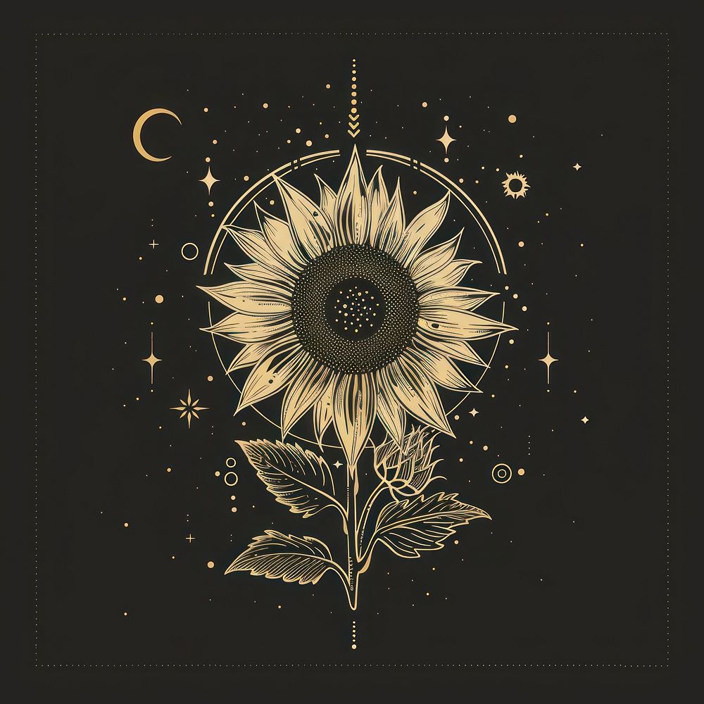 Surreal aesthetic sunflower field logo art advertisement accessories.