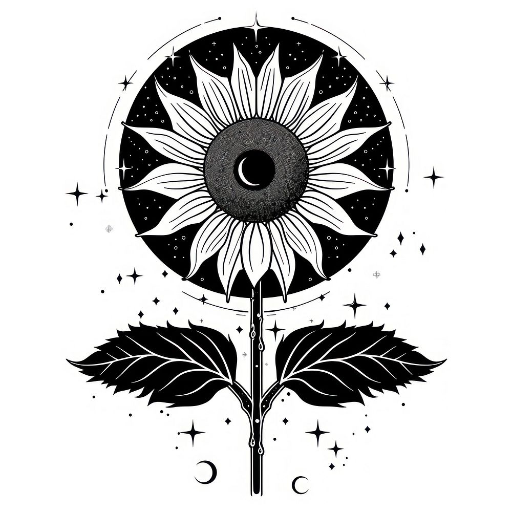 Surreal aesthetic sunflower logo art illustrated chandelier.