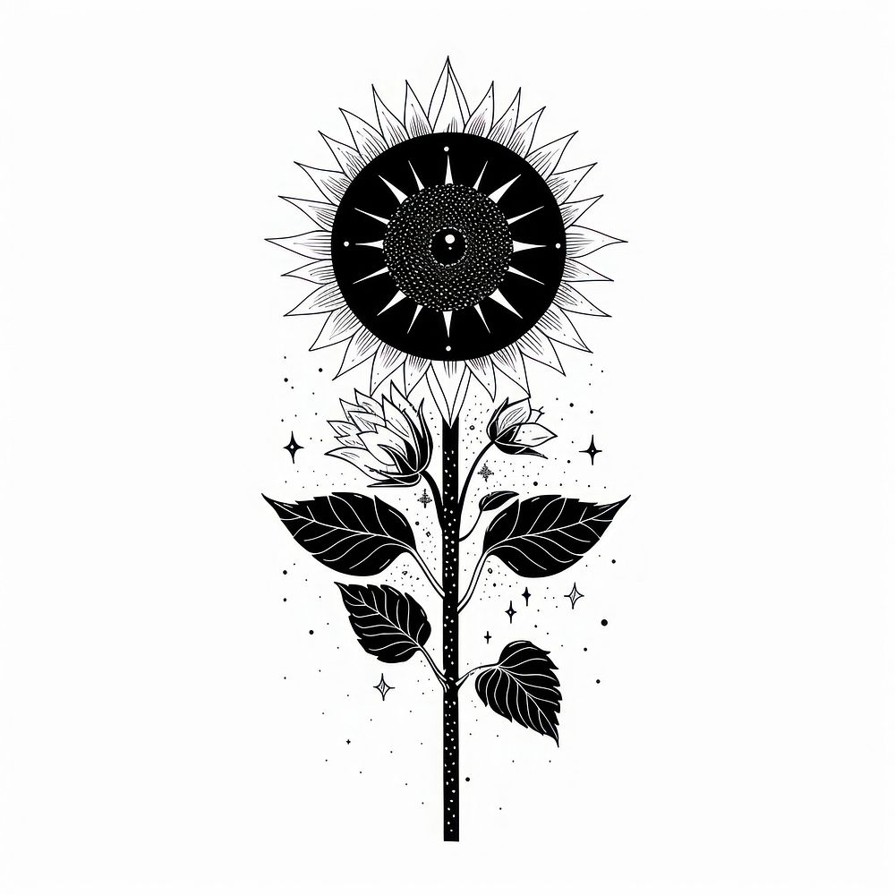 Surreal aesthetic sunflower logo art illustrated blossom.