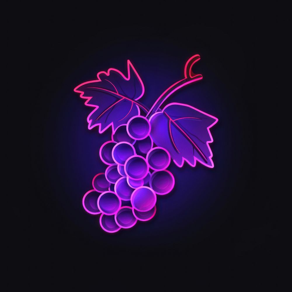 Grape icon purple grapes neon.