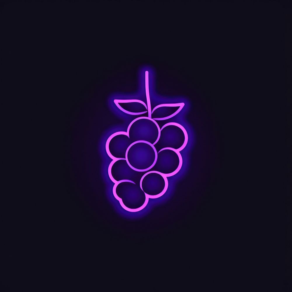 Grape icon purple neon light.