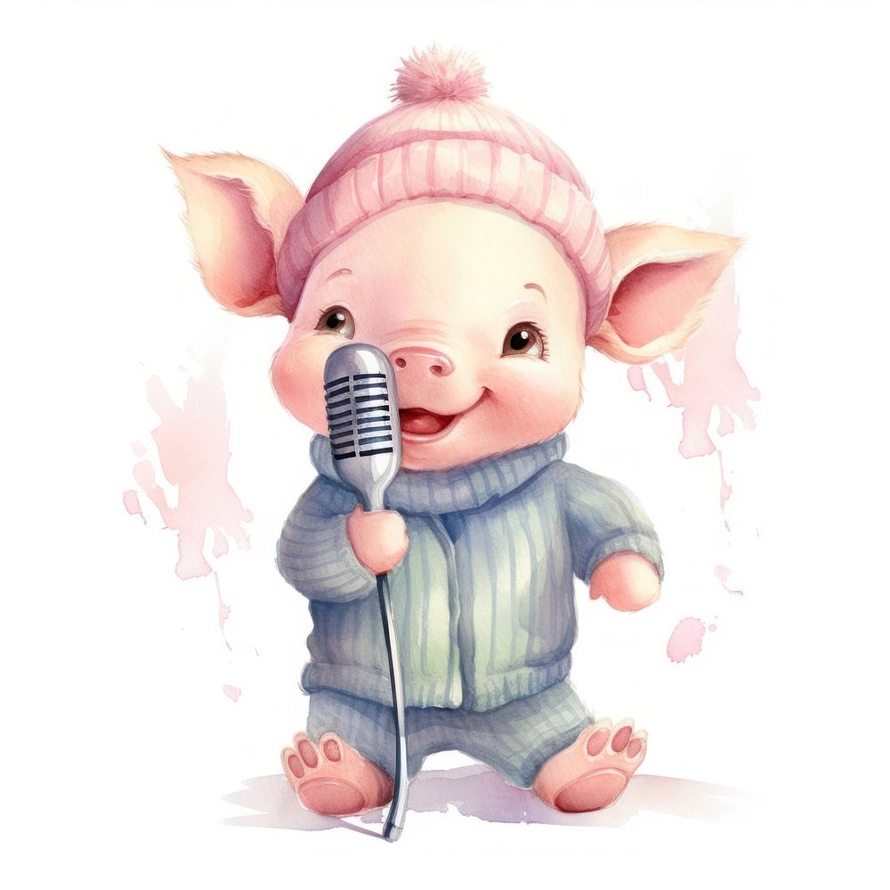 Pig hugging microphone baby toothbrush device.