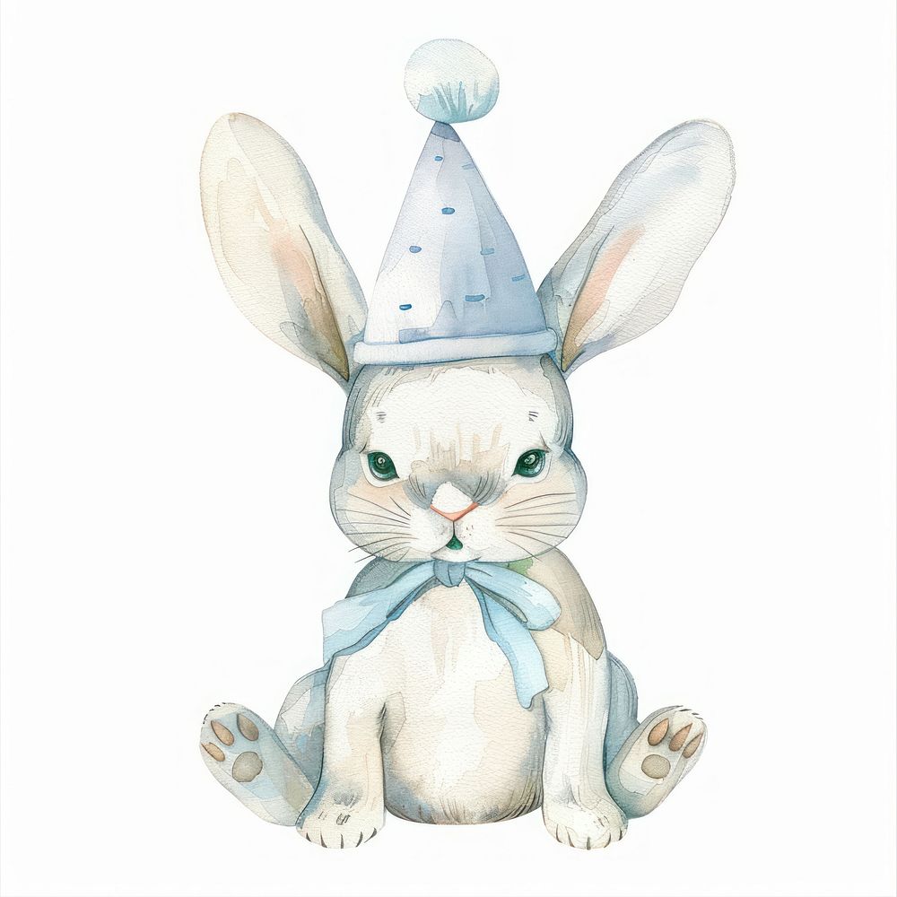 Baby rabbit wearing hat party person animal mammal.