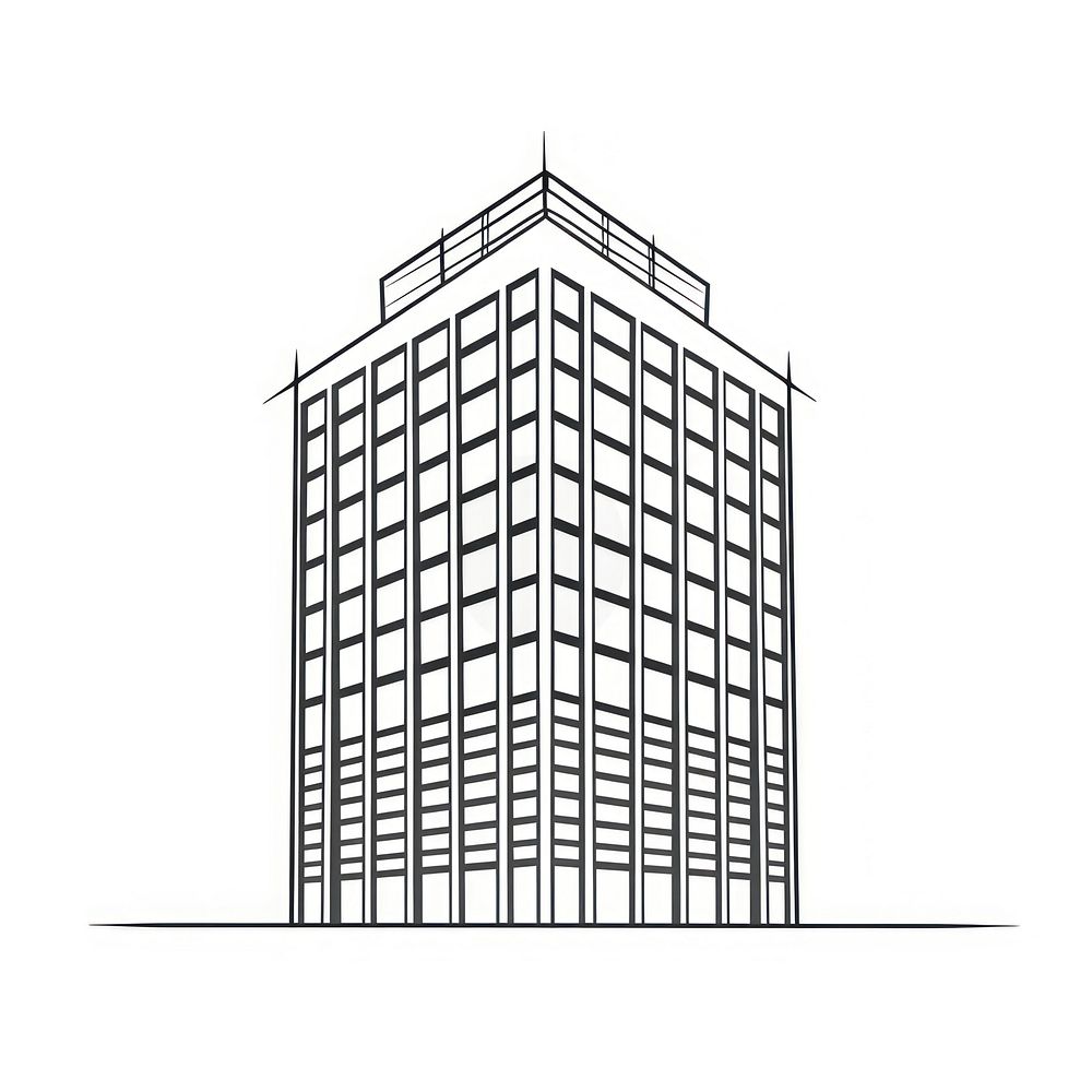 Minimalist symmetrical office building architecture illustrated housing.