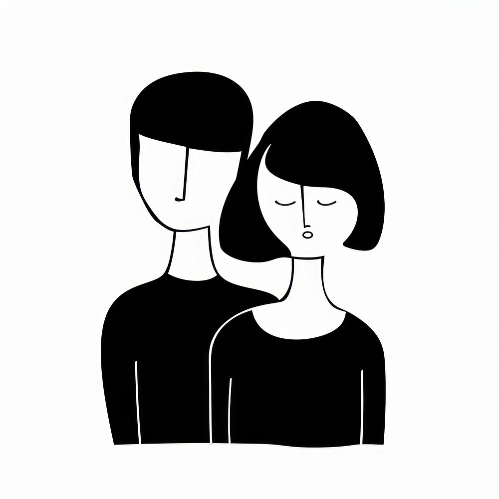 Minimalist symmetrical couple stencil female person.