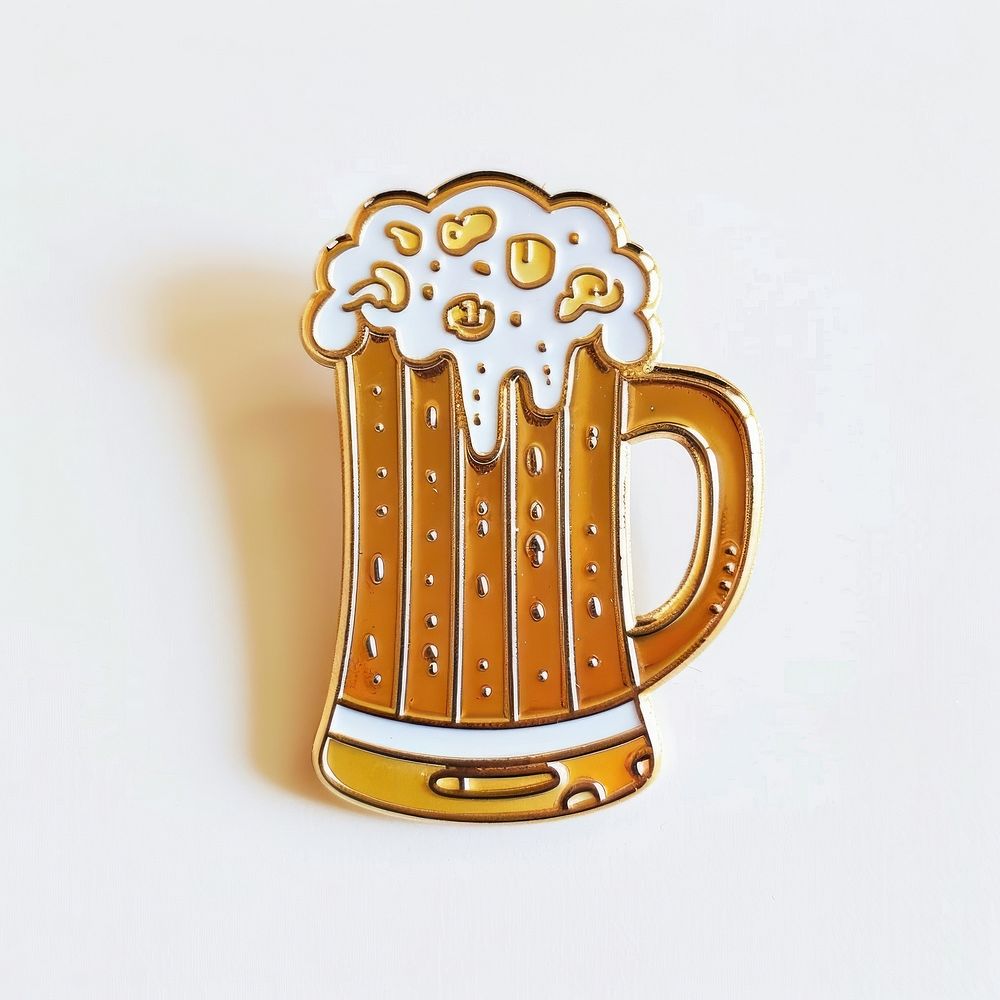 Beer shape pin badge beverage alcohol glass.