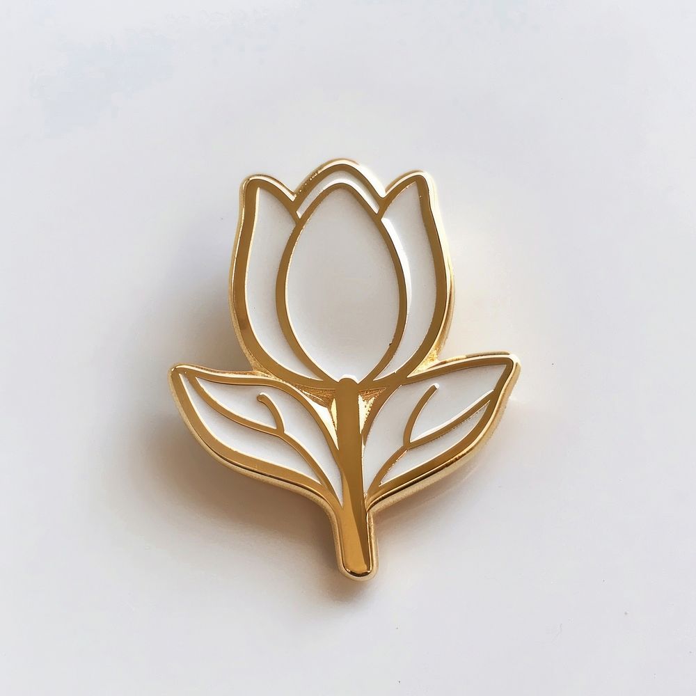 Tulip shape pin badge gold accessories accessory.