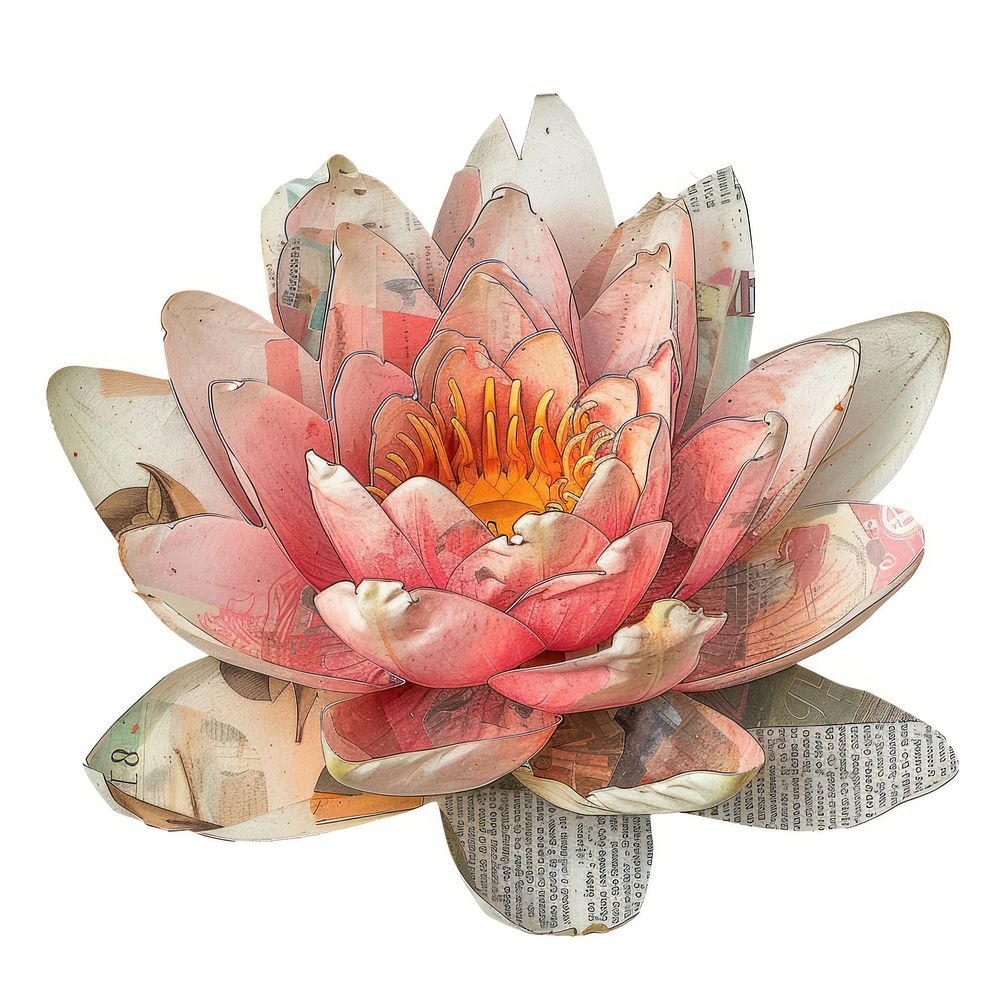 Water lily shape collage cutouts blossom flower dahlia.