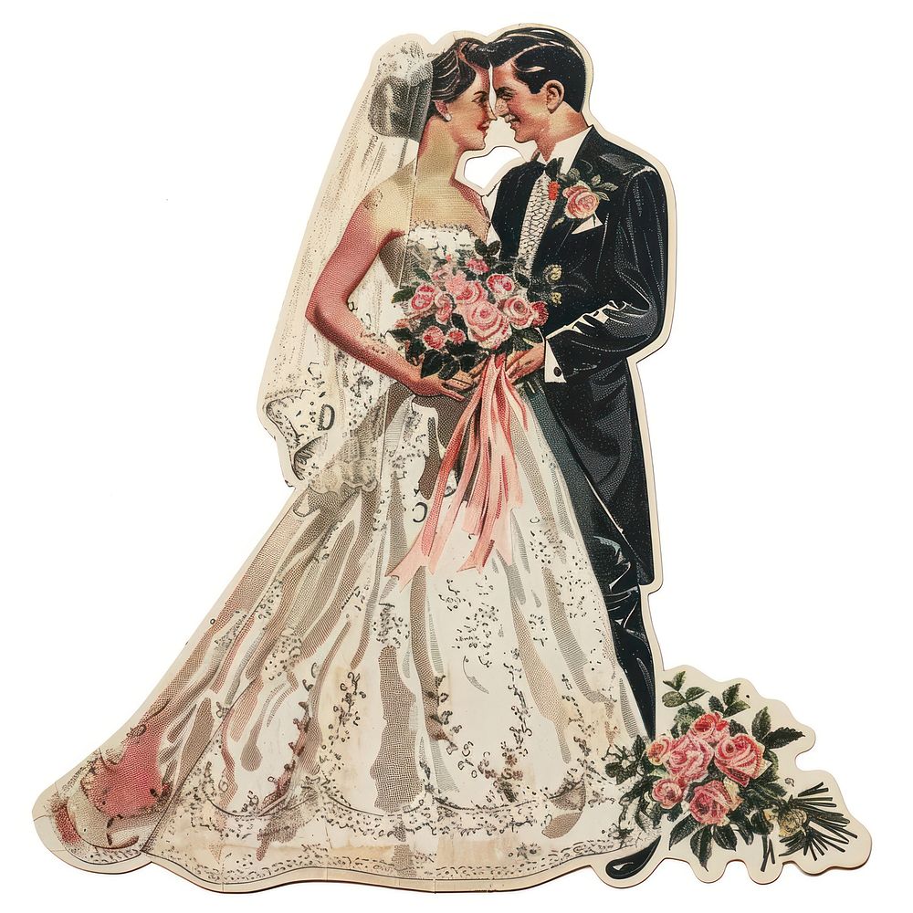 Wedding collage cutouts bridegroom clothing romantic.
