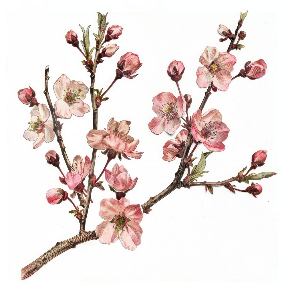 Cherry blossom collage cutouts flower plant.