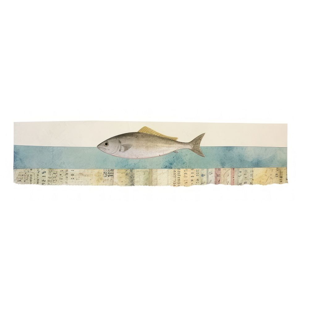 Ocean with fish washi tape animal white background panoramic.