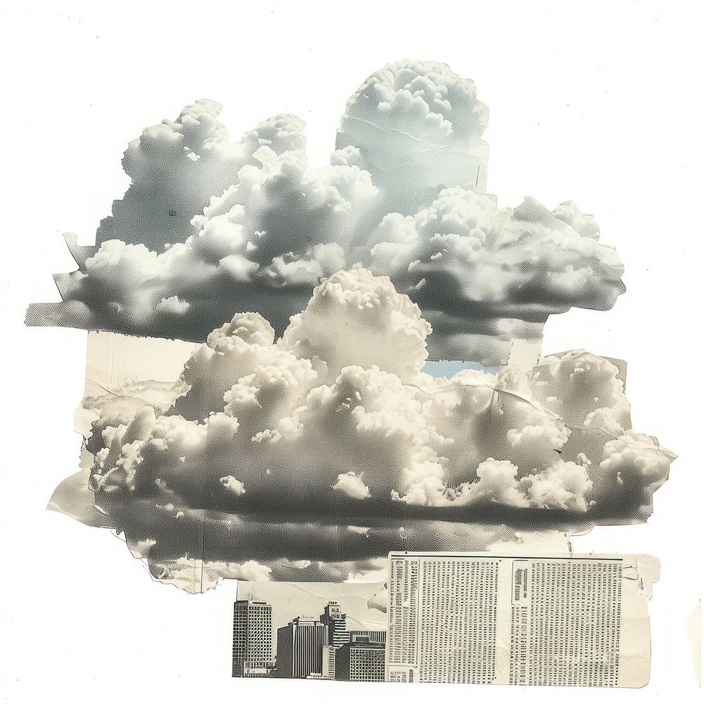 Cloud collage cutouts outdoors cumulus weather.