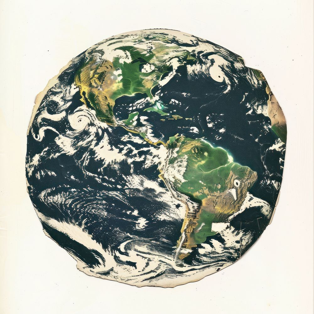 Earth collage cutouts astronomy universe planet.