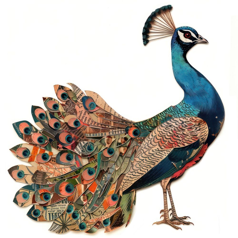 Peacock collage cutouts animal bird.