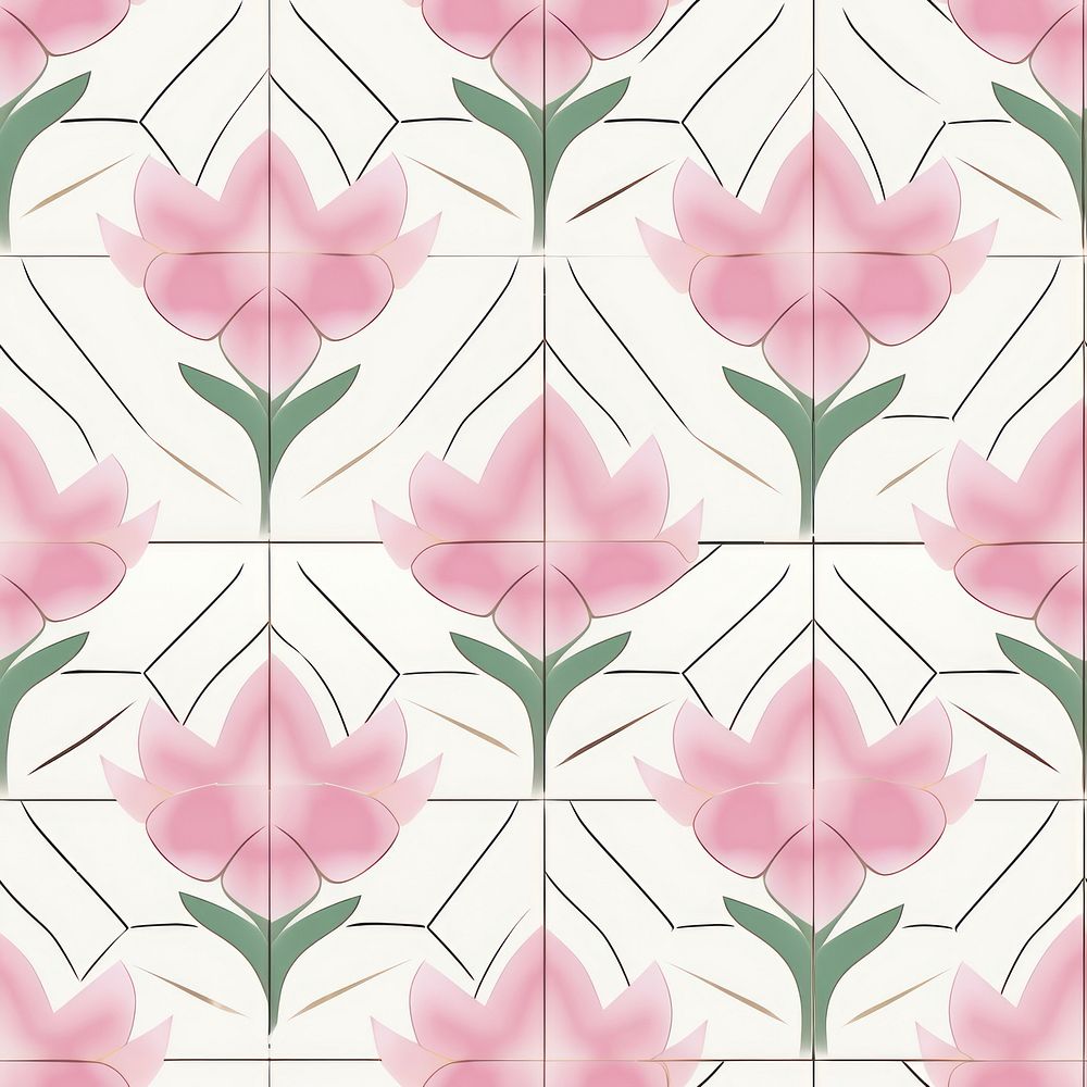 Pink lotus tile pattern art.