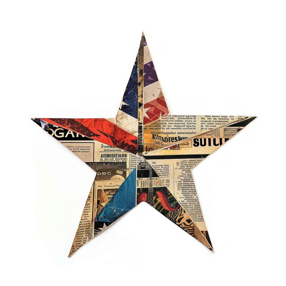Star shape collage cutouts symbol paper art.