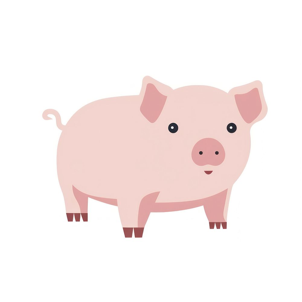 Flat design pig animal mammal hog.