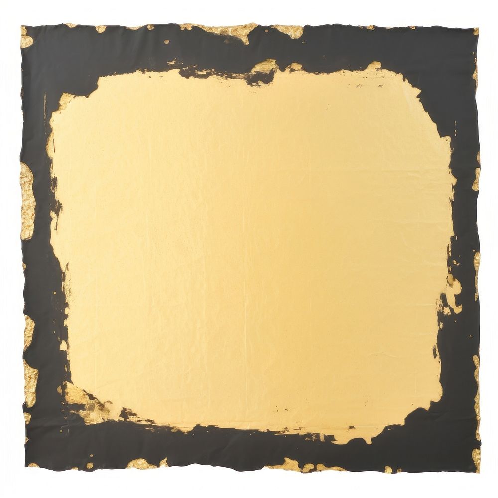 Gold square ripped paper painting rug art.