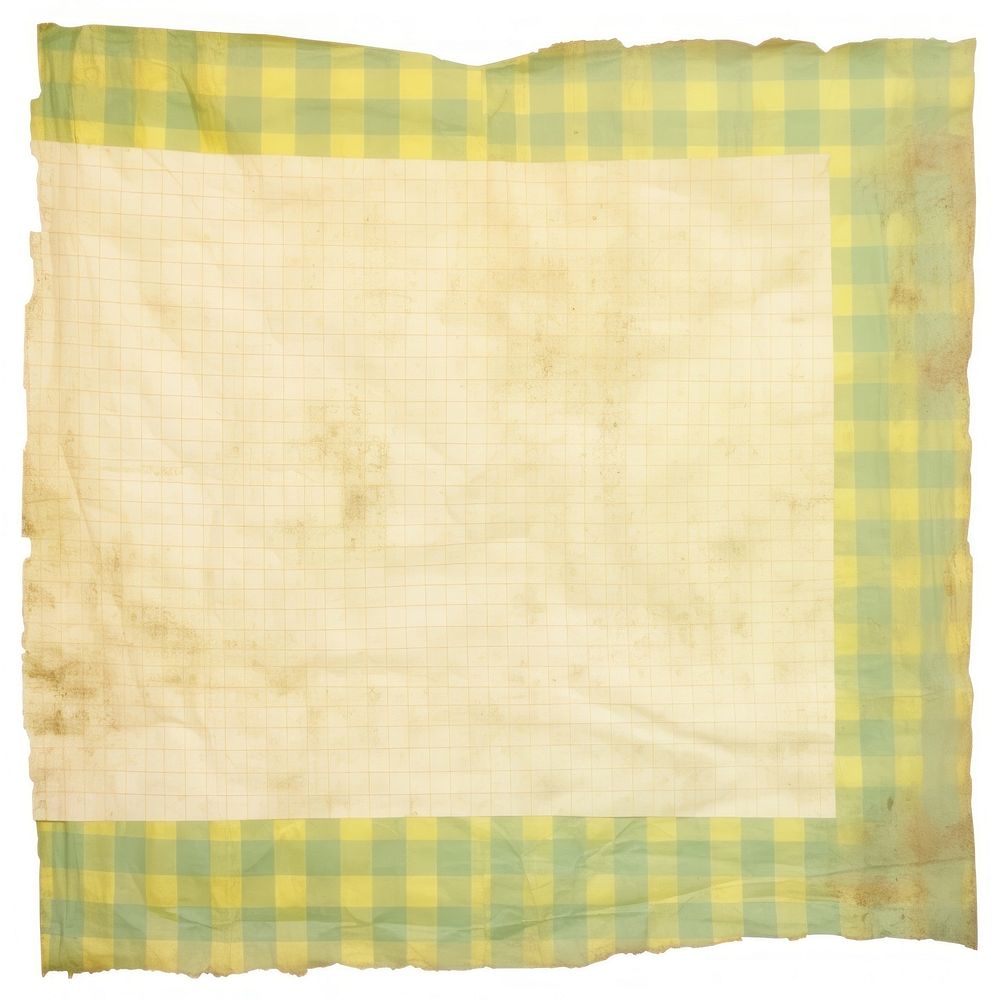 Green checkered ripped paper linen home decor.