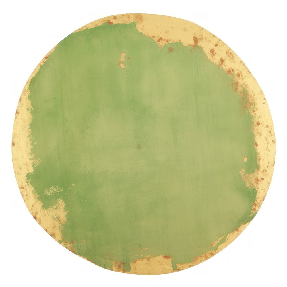Green circle ripped paper painting plywood pottery.