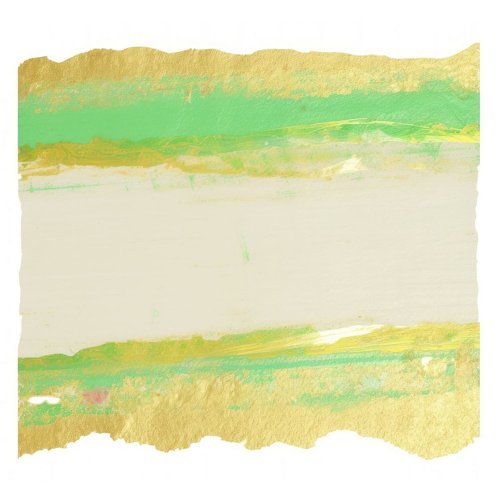 Green rainbow ripped paper painting canvas art.