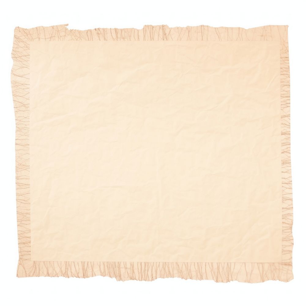 Beige rectangle ripped paper cushion blanket napkin.