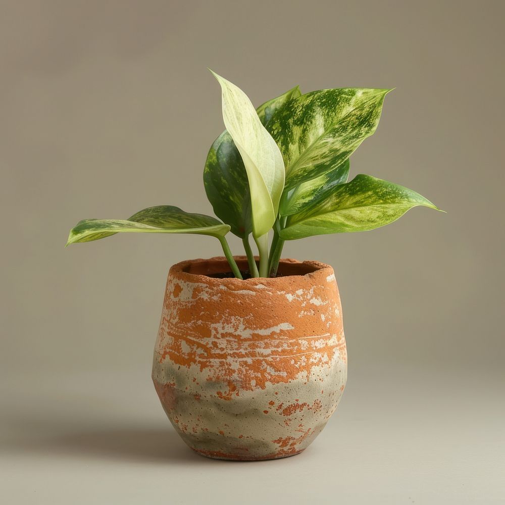 Abstract plant pot cookware pottery leaf.